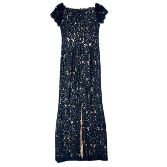 Adrianna Papell Lace Off The Shoulder Mermaid Gown Size 2 Navy Special Occasion - Picture 2 of 8